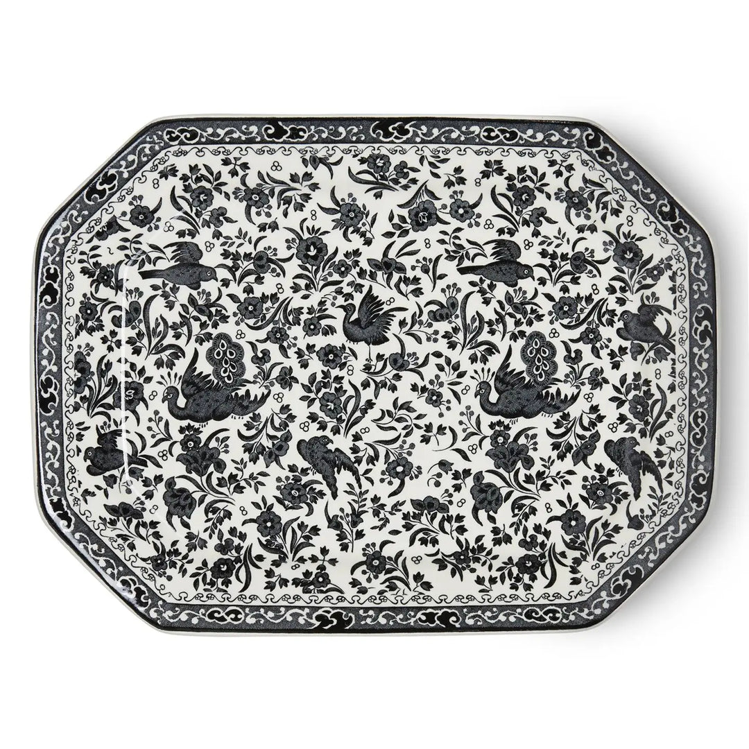 Black Regal Peacock Rectangular Platter