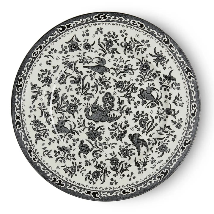 Black Regal Peacock Large Plate 10 in