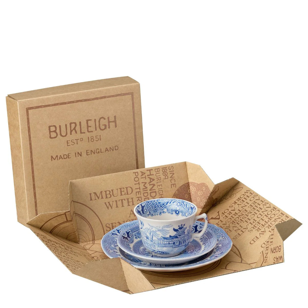 Blue Willow Teacup and Saucer 3 PC Boxed Set