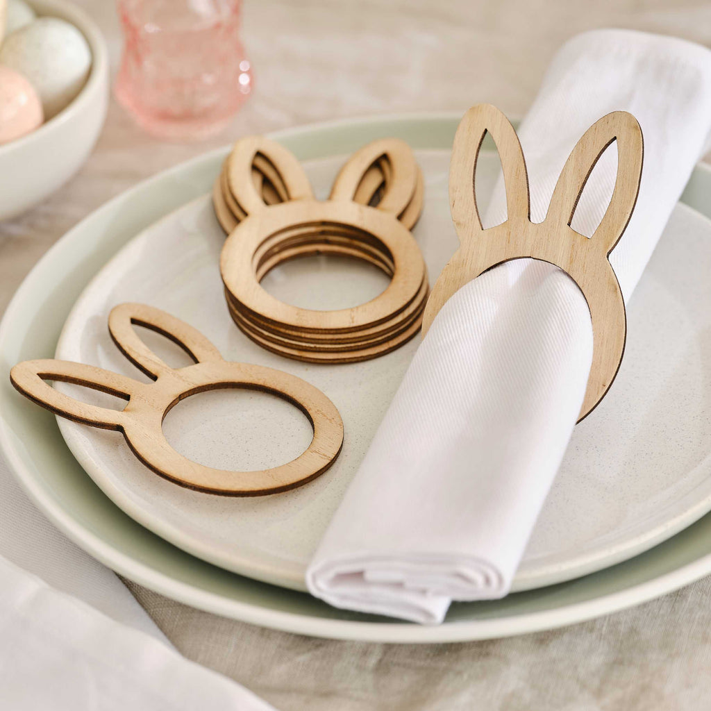 Ceramic♥️White♥️Easter Bunny Napkin Rings♥️Set deals of 8