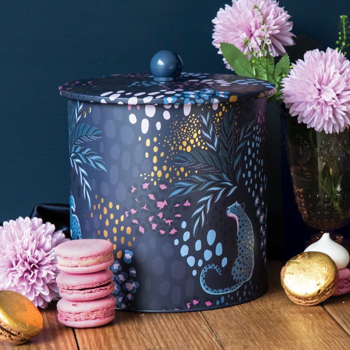 Midnight Leopard Biscuit Barrel