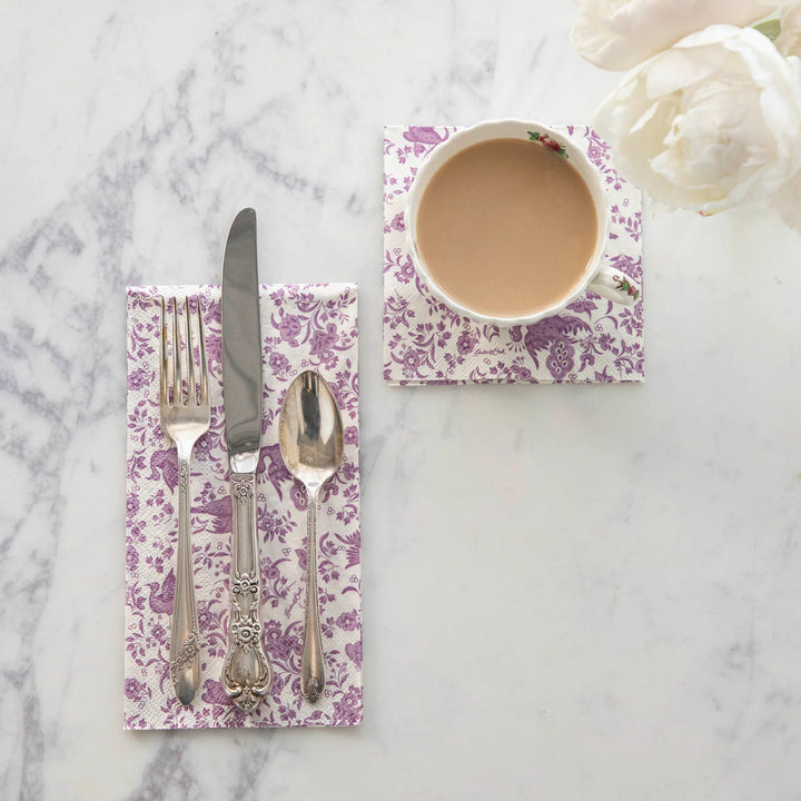 Burleigh Lilac Regal Peacock Paper Napkins