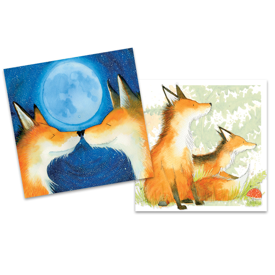 Foxes Pack of 10 Mini Notecards