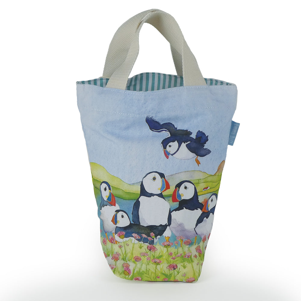 Sea Thrift Puffins Small Bucket Bag