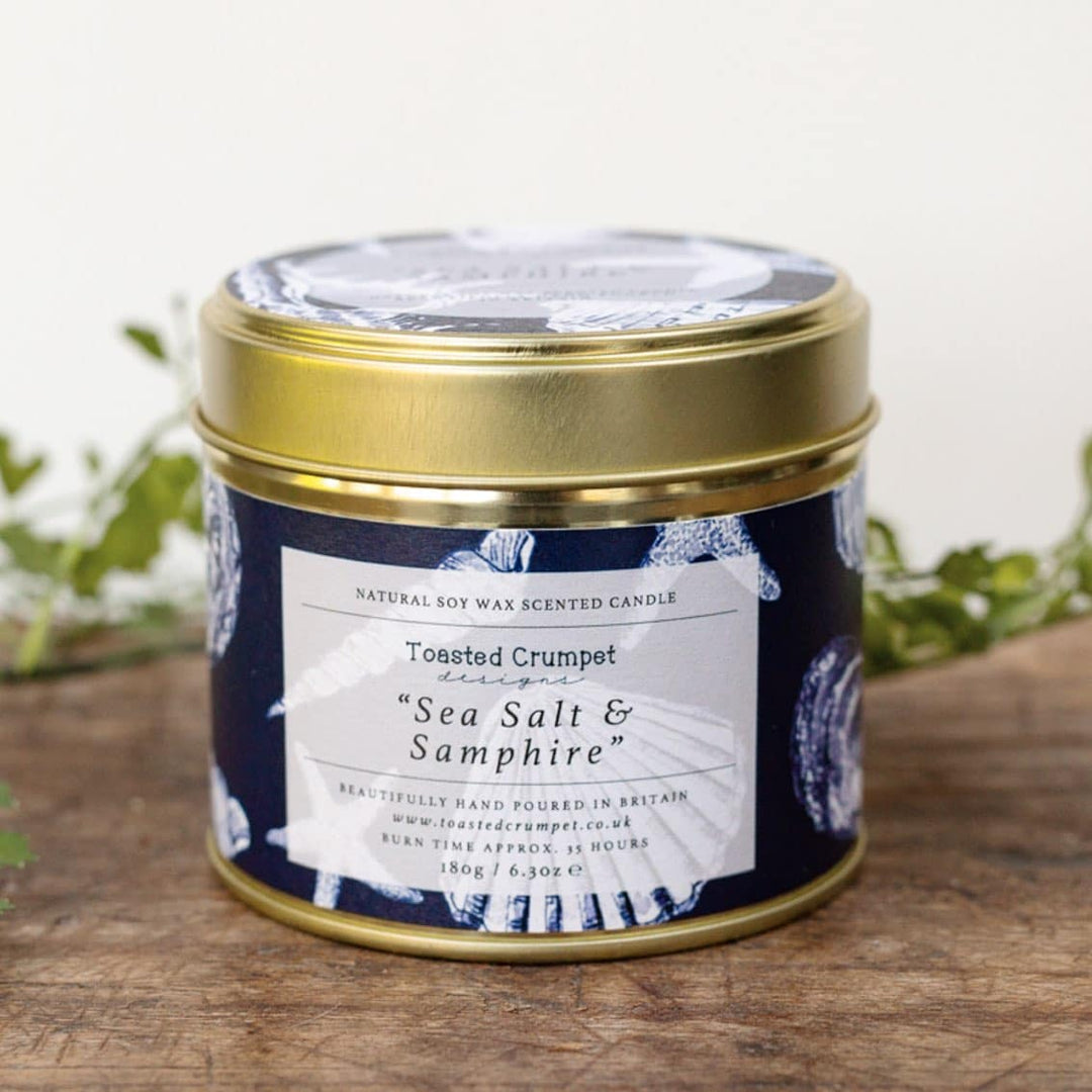 Sea Salt & Samphire Candle in a Matt Gold Tin