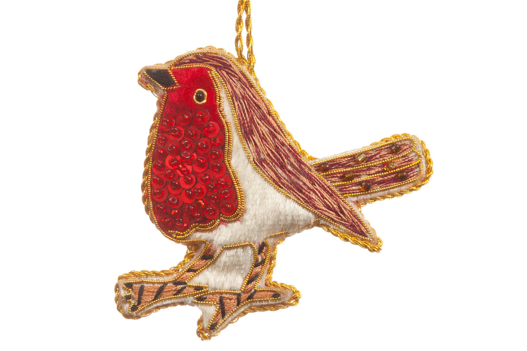 Opulent Sequined Robin Decoration