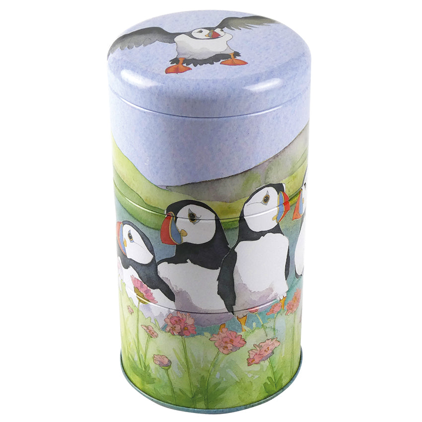 Sea Thrift Puffins Set of 3 Stacker Tins