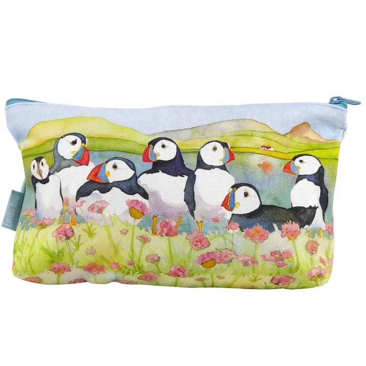 Sea Thrift Puffins Zipped Pouch