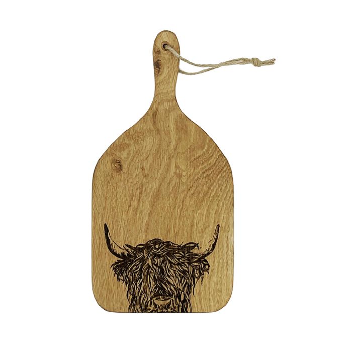 Highland Cow Oak Hanging Paddle