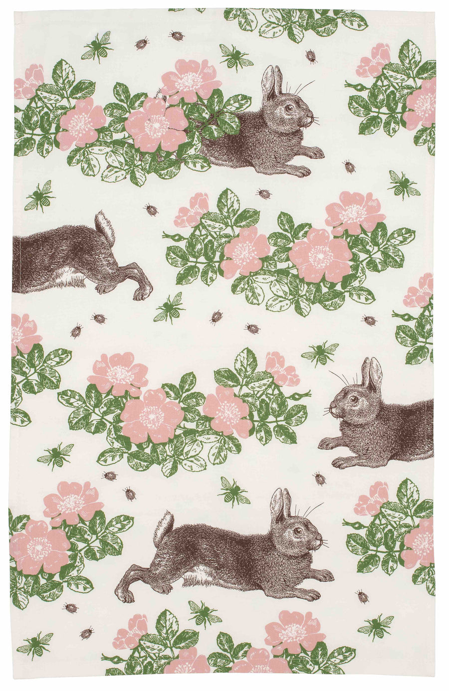 Rabbit and Rose Tea Towel