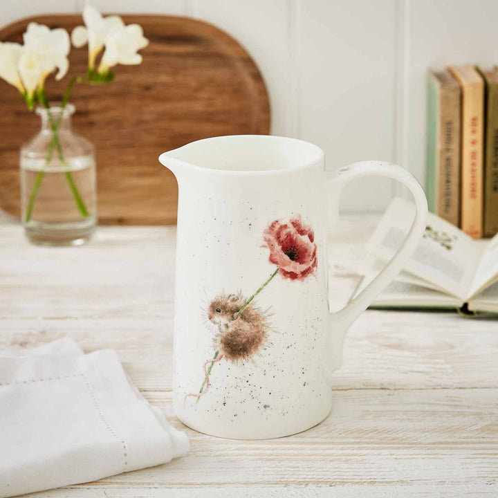 Mouse & Poppy 2 pint Bone China Jug from Wrendale Designs and Portmeirion