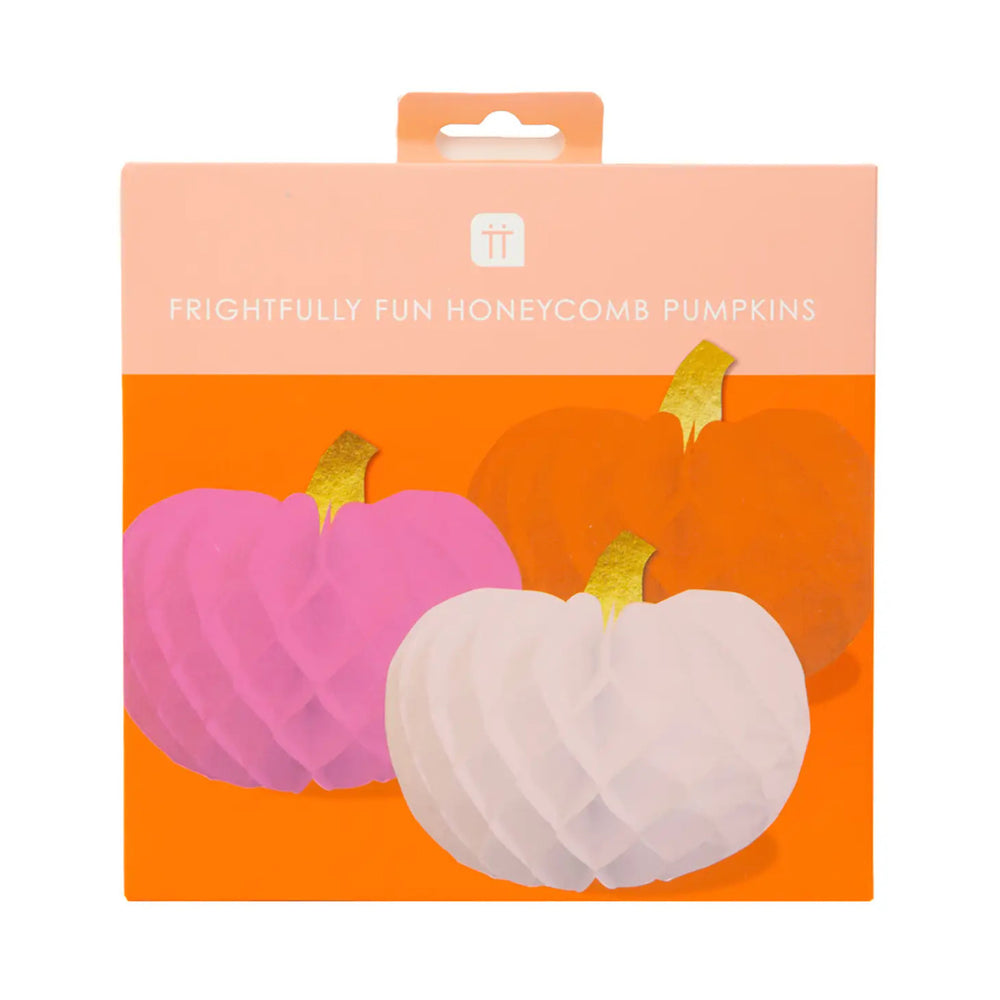 Pumpkin Honeycomb Decorations - 3 pack