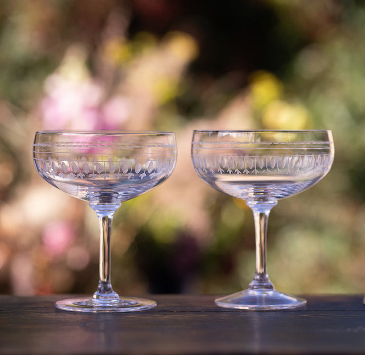 Cocktail Glass with Ovals Design by The Vintage List.