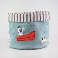 Boats Embroidered small art pot by Poppy Treffry.