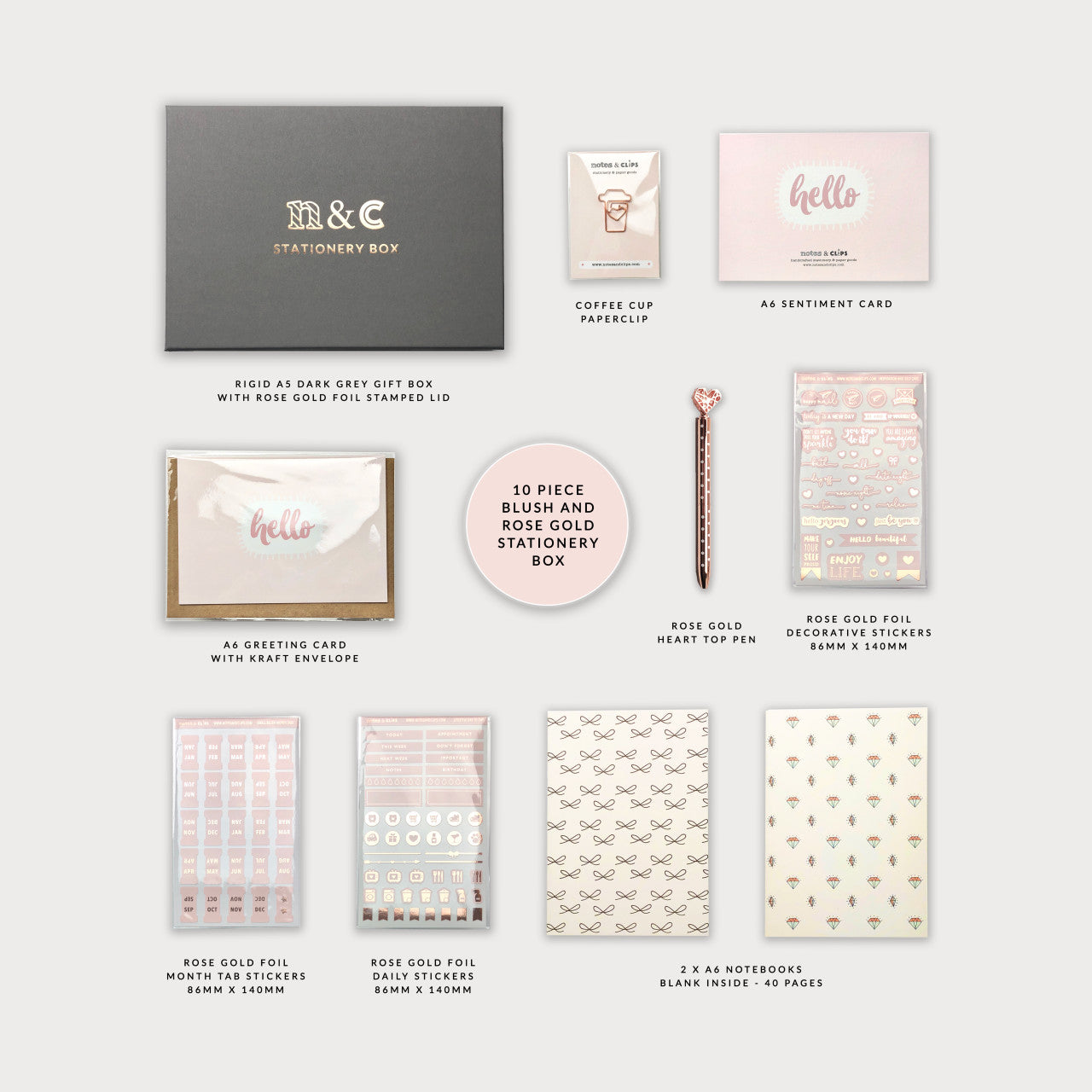 Rose gold clearance stationery