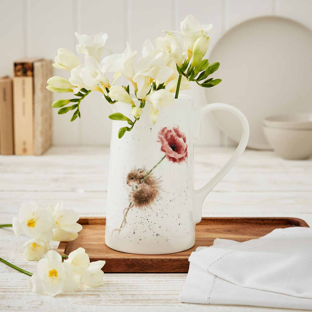 Mouse & Poppy 2 pint Bone China Jug from Wrendale Designs and Portmeirion