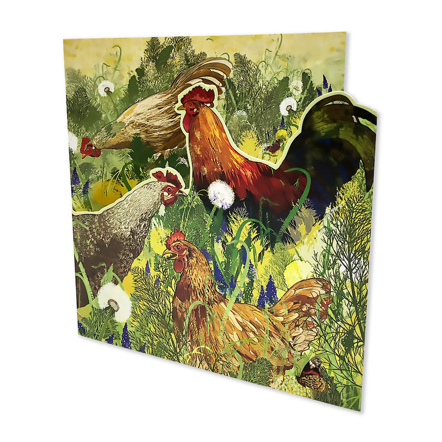 Die-Cut 'Chooks' Greetings Card by Emma Ball.