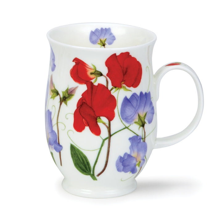  Dunoon Suffolk Sweet Peas Mug. Handmade in England. - Red