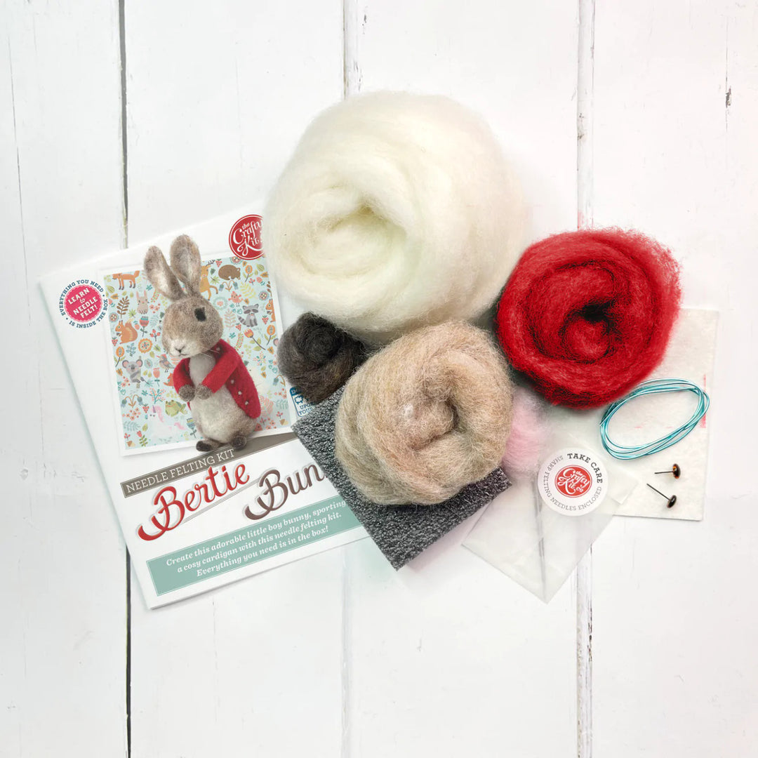 Bertie Bunny Needle Feltin Kit from The Crafty Kit Co. Made in Scotland.