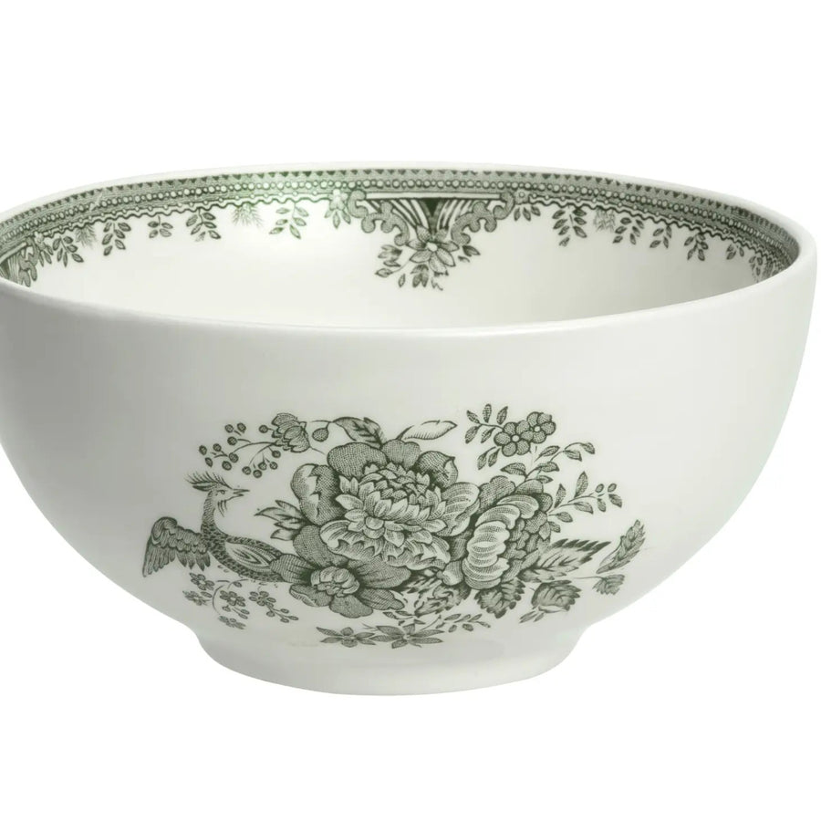 Burleigh Dark Green Asiatic Pheasants Small Footed Bowl. Handmade in England