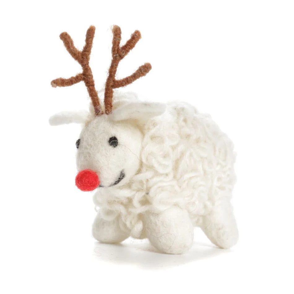 Sheep with Antlers Felt Decoration