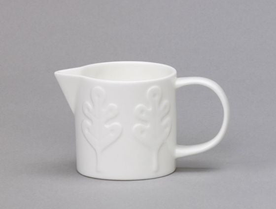 Repeat Repeat's White Bone China Small Tom Tom Oak Leaf jug. Made in England.