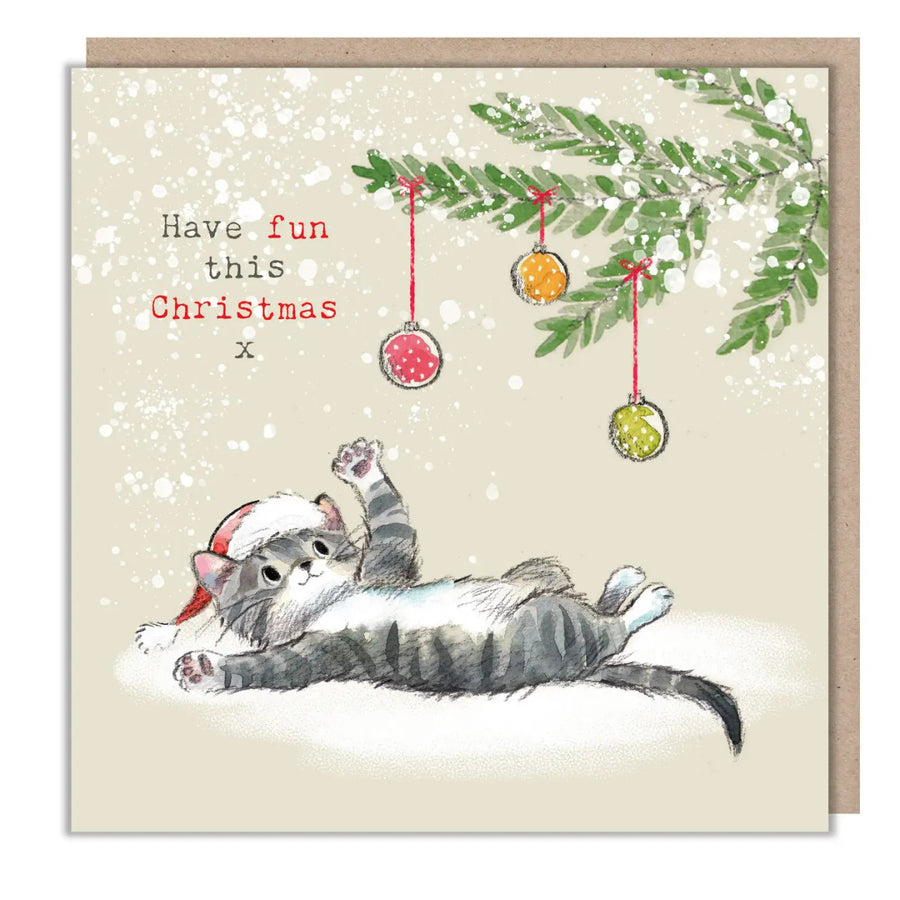 Grey Tabby Christmas Card