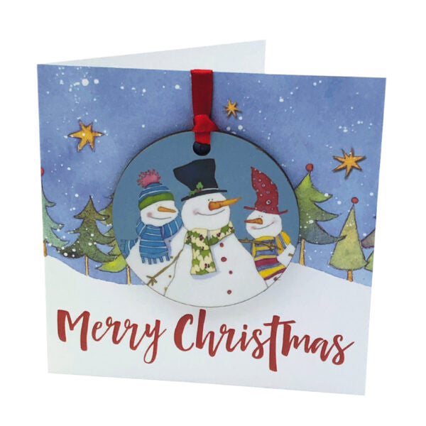 Snowmen Melamine Bauble Card.