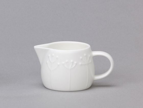 Repeat Repeat's White Bone China Tulip Sprig small jug. Made in England.