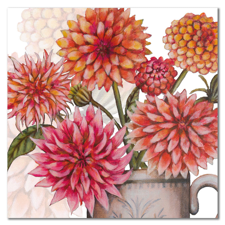 Dahlias Greetings Card by Emma Ball.