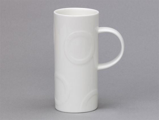 Repeat Repeat's White Bone China Skinny Hoop mug. Made in England.