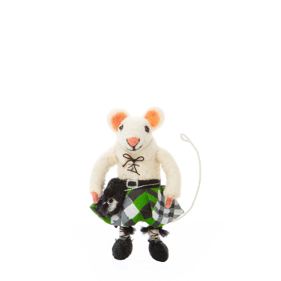 Scottish Felt Mouse in Green Kilt