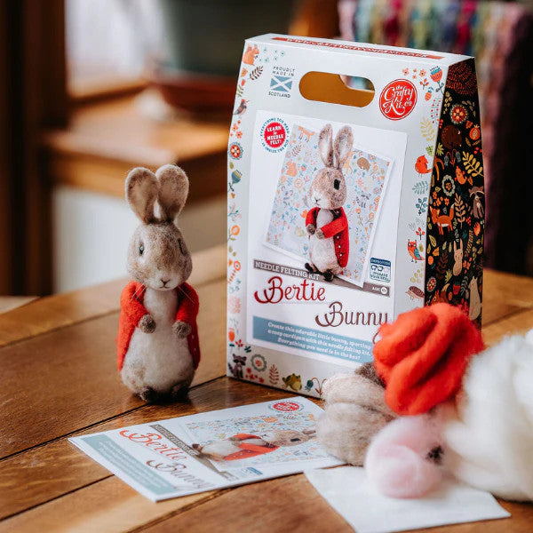 Bertie Bunny Needle Feltin Kit from The Crafty Kit Co. Made in Scotland.