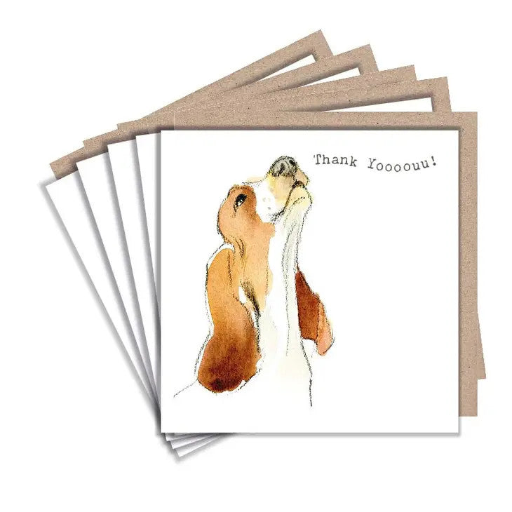 Bassett Hound set of 5 Thank You notecards by Paper Shed Designs