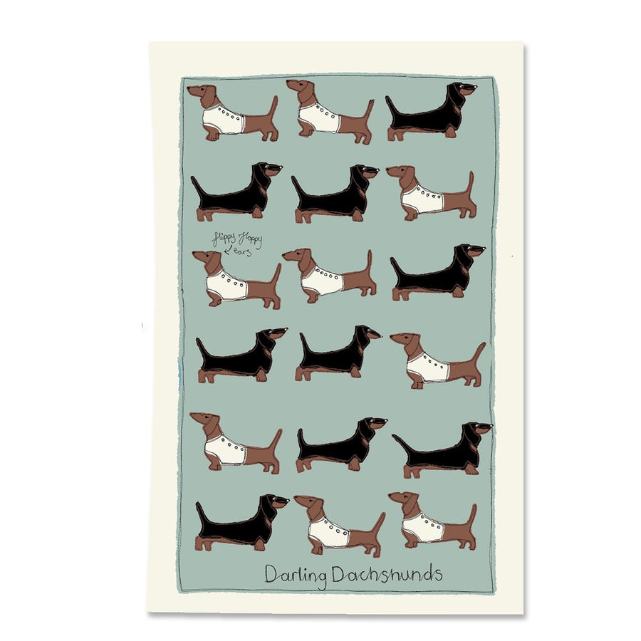 Poppy Treffry Dachshunds 100% cotton tea towel.