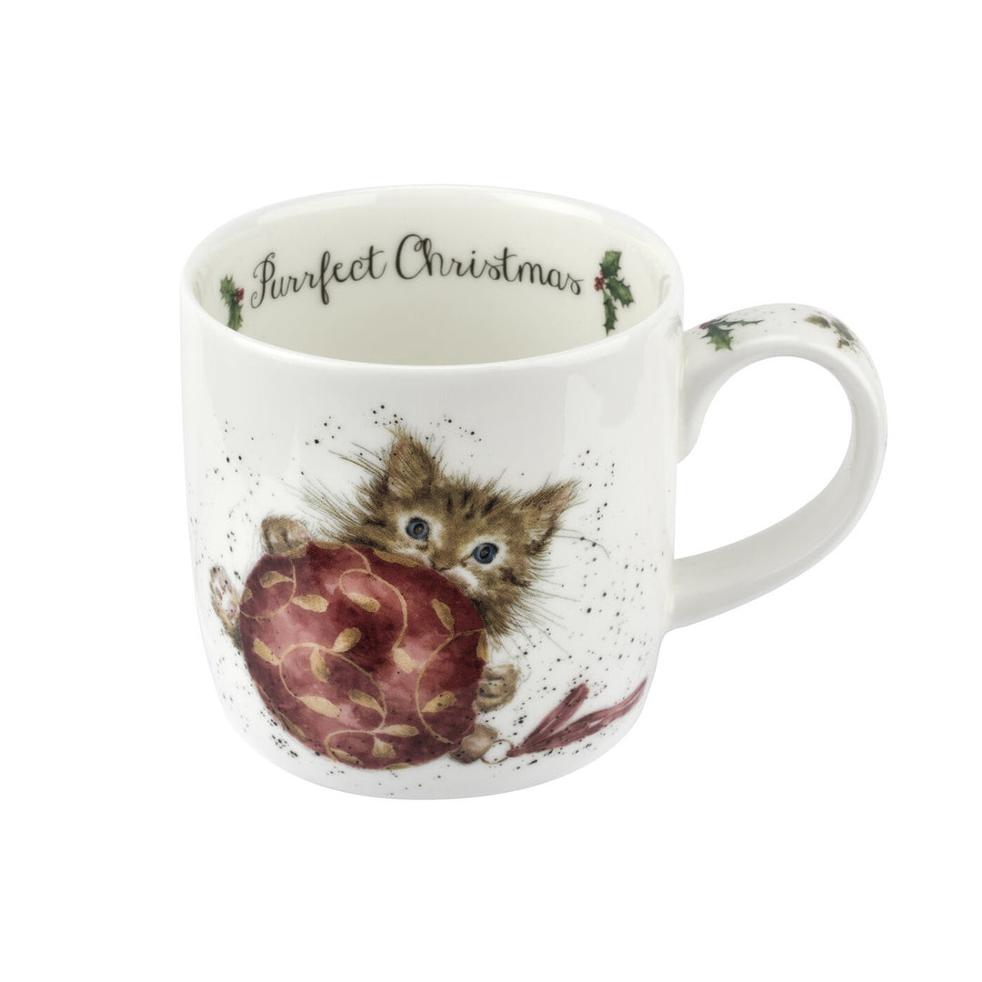 Purrfect Christmas Fine Bone China Mug & Coaster Set from Wrendale Designs and Portmeirion